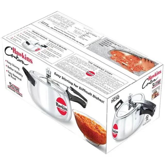 Hawkins Contura Aluminium Inner Lid Pressure Cooker - Bakelite Handle, Silver, HC50, 5 l-2.webp